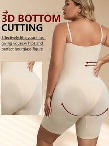 Women's Plus Size Shapewear High Elasticity Soft And Comfortable Bodycon Jumpsuit With Tummy Control - Apricot - View 2