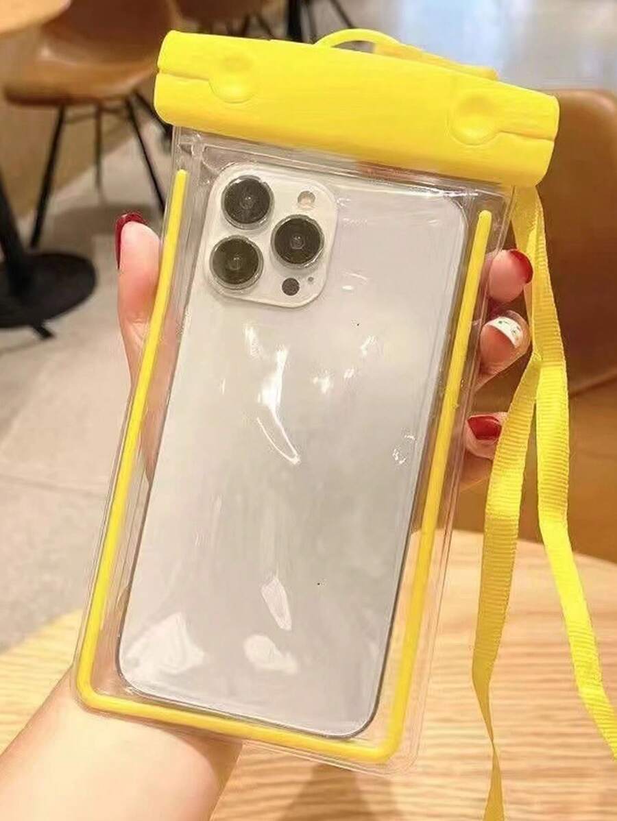 1Pc Waterproof Phone Case Cell Phone Waterproof Bag Crossbody Lanyard Universal Touch Screen Swim Dive Protective Cover Sports Bag School Supplies School Stuff For School For Student Phone Case Beach Bag Cruise Essentials For Swimming, Water Sports, Drifting Equipment Storage Bag,Gym Bag, Gym Bags, Glowmode Organizer, Glowmode Bag, Phone Hold Case, Traveling Bag - Yellow - View 1