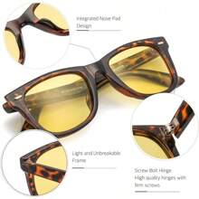 HYCHIC Night-Driving Anti Glare Glasses Yellow Polarized Lens For Foggy/Rainy/Cloudy/Nighttime - UV Protection - 豹紋鏡框/黃色鏡片 - 查看 2