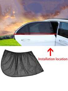 2/4 piezas Red mosquitera y parasol para la parte trasera del coche del bebé, cortinas de malla para las ventanas laterales, visera de coche - Negro - Ver 7