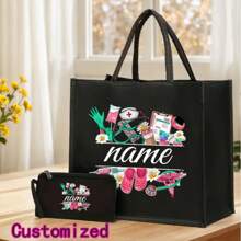 2025 New Customizable Alphabet Medical Worker Tote Bag | Linen Lining | Nurse First Aid Kit Doctor Commuting Equipment | Machineable Multi-Functional Mommy Bag, Linen Bag For Wallet