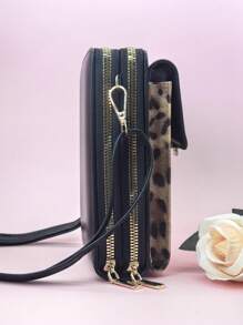 New Messenger Bag Multi-Function Large Capacity Double Zipper Mobile Phone Wallet Fashion Simple And Delicate Graphic Print Leisure Vacation Dating Cheetah Print Leopard Print Wallet Purse Wallet