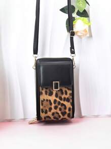 New Messenger Bag Multi-Function Large Capacity Double Zipper Mobile Phone Wallet Fashion Simple And Delicate Graphic Print Leisure Vacation Dating Cheetah Print Leopard Print Wallet Purse Wallet