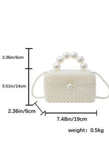 1pc Mini Elegant Faux Pearl Hand-Woven Shoulder Handbag, Crossbody Phone Purse, Suitable For Women Daily Use & Dates, Gift