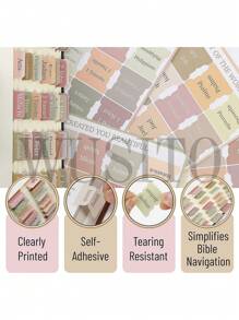 WUSITO Bible Tabs, 75 Tabs, Boho Theme, Laminated Bible Tabs For Women And Men, Bible Tabs For Study Bible, Bible Index Tabs, Bible Book Tabs, Bible Labels Tabs.,School Supplies,Back To School
