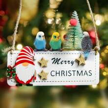 2 件迷你树脂鹦鹉和鹦鹉雕像 - 戏剧风格动物装饰，适用于家庭和花园，新年桌面鸟类雕塑，户外使用，无需电源或电池 - 彩色 - 查看 2