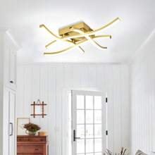 XINGOO 1pc Modern Minimalist Home Lighting LED Strip, Gold/White Luxury Ceiling Light Fixture, Suitable For Living Room/Bedroom/Dining Room/Hallway/Balcony, 6000K Cool White/3000K Warm White, 220V (Warning: Not Compatible With 110V) - Gold - View 10