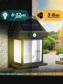 1 Pc 10000 Lumens Solar Powered Light With Tungsten Filament Bulb, 3 Modes, Motion Sensor Light, IP65 Waterproof, Solar Wall Lamp, Bright, Suitable For Backyard, Garden, Fence, Porch, Front Door
