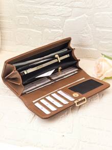 MINGYOU New Women's Long Wallet, Multi-Functional Large Capacity, Fashion Classic Buckle Flap, Minimalist Multi-Card Slots Phone Wallet, Long Wallet