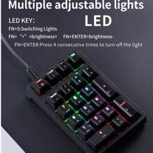 21 Keys Mini Pc Business Numeric Wired Mechanical Keyboard RGB PBT Laptop Keycaps Keypad ForTreasury/Accounting/Finance APAYADO - Multicolor - View 5