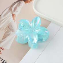 1pc Iridescent Daisy Flower Hair Claw Clip, Colorful Floral Oval Leather Texture Flat Hair Accessory, Ponytail Hair Claw Clip Hair Clips Hair Jaw Clip Hair Clamps Hair Clutch Hair Catcher Clip