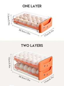 1个冰箱鸡蛋收纳盒，1-2层鸡蛋抽屉，大容量鸡蛋容器，可堆叠，带可拆卸蛋托 - 2層橙色 - 查看 3