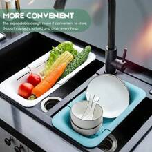Colador de fregadero, cesta para lavar verduras y frutas, extensible, nuevos esenciales de cocina para el hogar (8W X 14-19L X 2.8H) - Gris - Ver 5