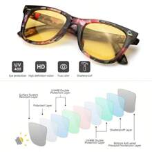 HYCHIC Night-Driving Anti Glare Glasses Yellow Polarized Lens For Foggy/Rainy/Cloudy/Nighttime - UV Protection - 多色花朵鏡框/黃色鏡片 - 查看 3