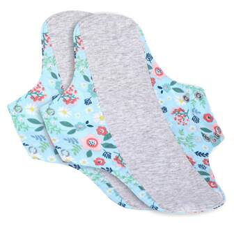 4 包成人可重复使用月经垫，可洗，防水，防漏，含石墨烯抗菌层，8.26 * 10.62 英寸女士可重复使用月经垫（灰色和蓝色）