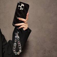 黑蝴蝶菱形格子图案串珠手机挂绳、腕带、包包挂饰，适合送给母亲、家人、朋友、生日、节日的手机挂饰、手机链 - 黑色 - 查看 5
