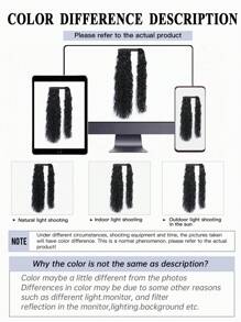 Extensiones de cabello en cola de caballo negras, extensión de cola de caballo con clip, envoltura alrededor de una cola de caballo larga y ondulada de 22 pulgadas de cabello sintético para niñas y mujeres - Negro - Ver 9