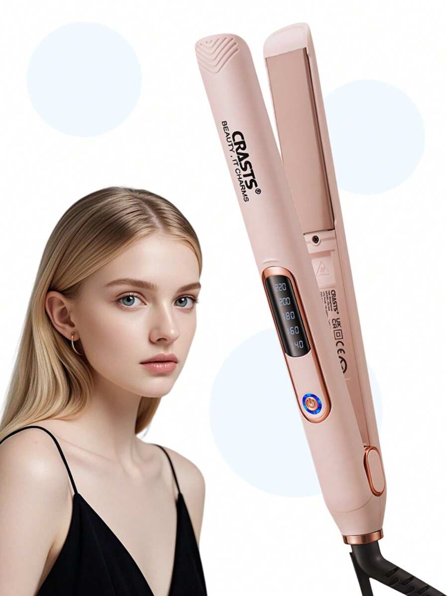 CRASTS 专业直发器、平板直发器、卷发器、快速加热、液晶显示屏、快速温度调节、钛硬板、家庭和沙龙使用、护发礼品 - 英規插(220-240V) - 查看 1