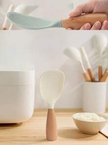 1pc Silicone Rice And Potato Spoon With Wooden Handle - Durable, Heat Resistant Kitchen Spoon Suitable For Non-Stick Cookware, Practical Kitchen Tool For Home, School And Dorm, Kitchen Accessory - Multicolor - View 9