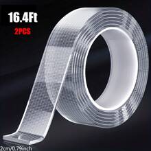 2 件 3.28 英尺 - 16.4 英尺超强双面纳米胶带 - 透明、可拆卸、防水和粘合条，适用于重型办公用途、安装、固定和粘合 - 透明 - 查看 2