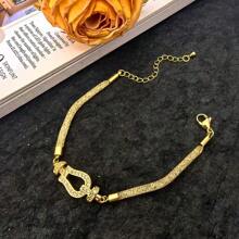 1 件不锈钢双面“福气”设计手链，轻巧、奢华、创意新中式风格，高端时尚女士配饰 - 咖啡豆好運腳鍊 - 查看 12