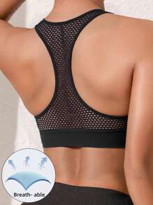Sports Yoga Bra For Women Cutout Mesh Breathable Workout Bralette Wireless Zip Up Gym Tank Bra Backless Sexy Exercise Training Bra Tops High Support Elastic Workout Tank Top Underwear High Impact Running Quick Dry Mesh Fitness Comfy Active Intimates