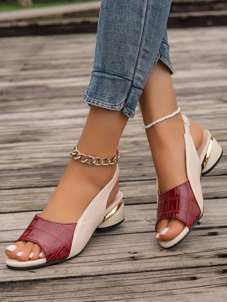 Plus Size Women's Mid Heel Chunky Heel 2025 New Fishmouth Strap ...
