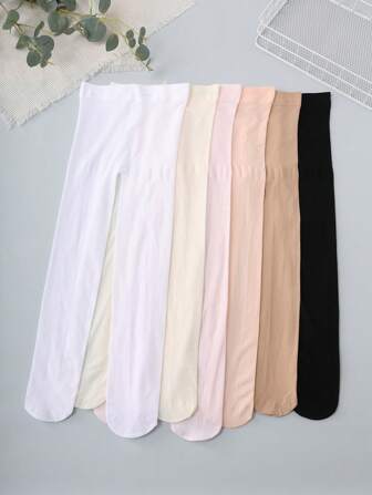 6 Pairs Girls Solid Elastic Tights, Breathable And Comfortable Dance Stockings For Young Girls, Suitable For Dance Practice