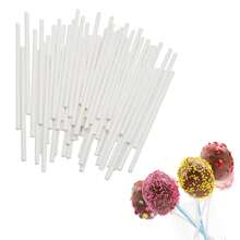 4 英寸白色棒棒糖棒，棒棒糖棒，适用于自制糖果、饼干、甜点，100 支 - 白色 - 查看 7