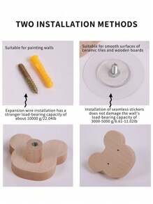 1 件北欧风格创意木质衣架挂钩，卡通星月动物形状木质墙钩，浴室家居装饰挂钩，抽屉旋钮家居浴室装饰浴室收纳秋季装饰返校 - 彩色 - 查看 6