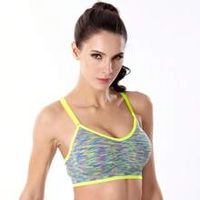 TRUMOVE Brassiere Deportivo para Mujer en Diversos Colores Sin Armazón Antichoque Absorbente Transpirable y con Absorción y Evacuación de Sudor Ropa Deportiva Superior para Mujer,top deportivo mujer,ropa deportiva de mujer,tops deportivos para mujer,top deportivo,tops de mujer,gym,brassieres de mujer - Amarillo - Ver 1