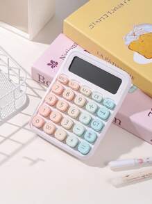 1pc Dopamine Rainbow Candy Print Calculator, 12-Digit Large Display, Cute Gradient Color Retro Design Student & Office Cashier Use,School Supplies,Back To School - Single Piece - View 6