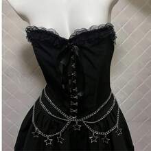Punk Goth Steam Punk Five-Pointed Star Waist Chain, JK Accessory Skirt Chain, Subculture Waist Belt, Y2K Summer, School Fall, Autumn, Halloween