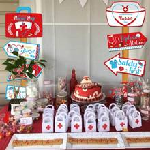 Conjunto de decoraciones para la fiesta del Día de la Enfermera: Señales de carretera de madera para el césped, tarjetas de papel direccionales elegantes, creando fácilmente un ambiente festivo