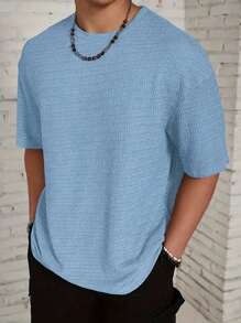 Men's Casual Textured Knit Fabric Comfortable T-Shirt