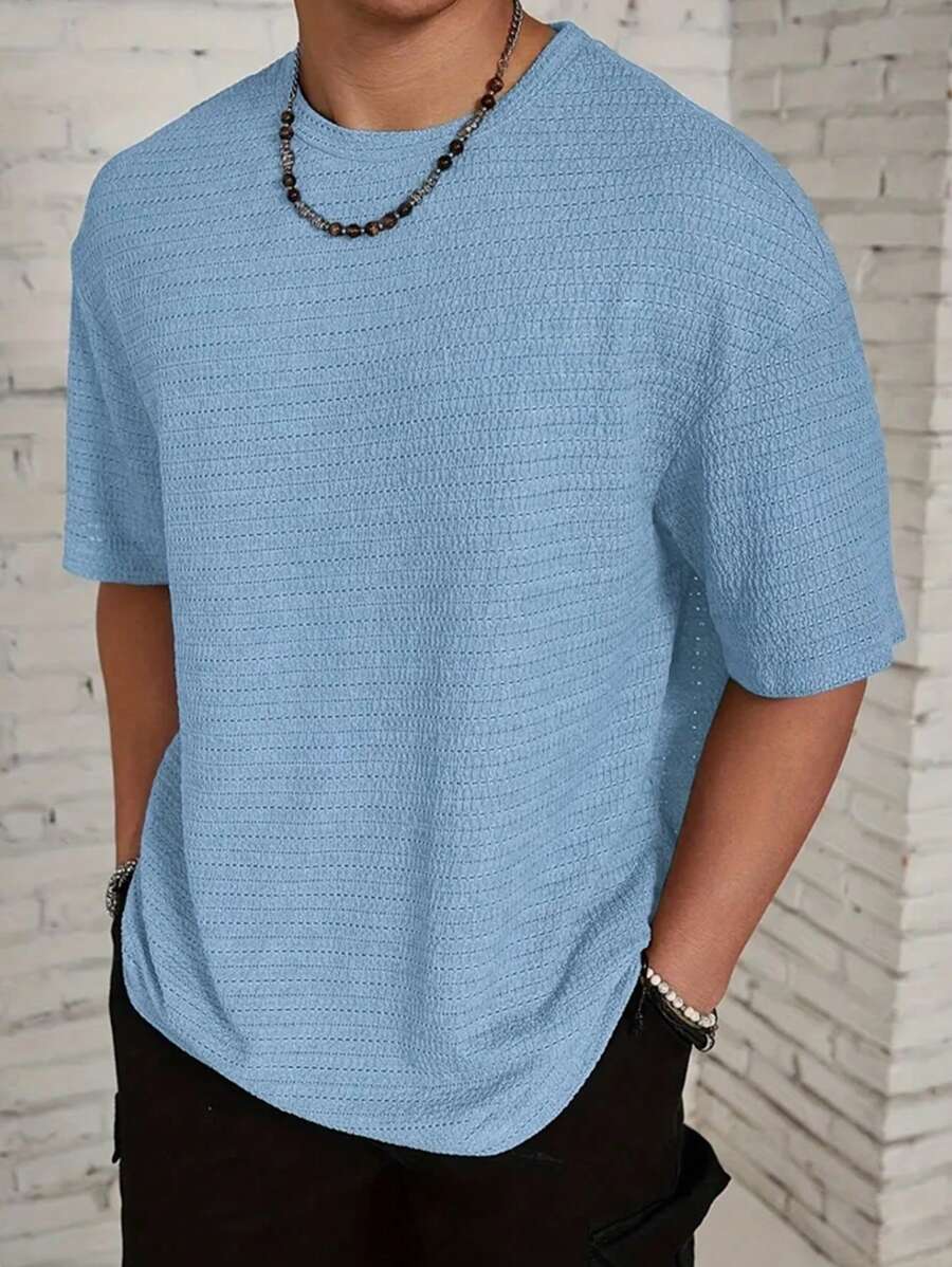 Men's Casual Textured Knit Fabric Comfortable T-Shirt