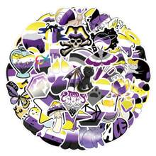 55Pcs Non Binary Pride Stickers,LGBT Pride Vinyl Stickers For Cup Scrapbook Decals LGBT Pride Gift - Multicolor - View 3