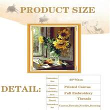 SNA 2025 Nowy styl Słoneczniki Kwiaty Wazon Diy Krzyż Zestawy do Haftu 11CT Druk Tkanina Krzyż Haft Haft Zestawy do Haftu Haftu Wystrój Domu Rękodzieło Prezent