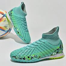 1 paar aanbevolen nieuwe voetbalschoenen voor de jeugd, spike antislip hoge top geschikt voor grasveldvoetbaltrainingen en wedstrijden, alle seizoenen