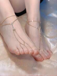 1pc Minimalist Fashion Beach Style Chain Anklet, Suitable For Women Travel Or Gift To Friends