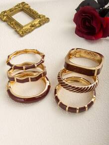 1pc Minimalist Burgundy Dripping Oil Open Bangle, Versatile For Daily Wear And Party - Burgundy - View 1