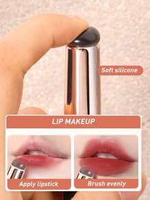 1pc Double-Headed Silicone Lip Brush With Cap, Concealer Brush, Foundation Brush, Multi-Purpose Makeup Brush, Silicone Lipstick Brush, Dust-Proof With Cap, Portable & Hygienic, Concealer Brush & Smudger, Soft & Flexible, Travel-Friendly