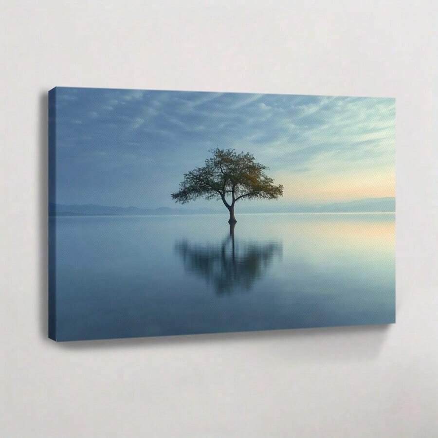 1 Pc, A Serene Photograph Of An Isolated Tree Standing Tall In The MidOriginal, Canvas, Wall Art, Living Room Wall Decor, Bedroom, Bathroom, Framed Wall Art Prints, Hanging Paintings, Home Decor, Festivals. Home D 3 - 彩色 - 查看 1