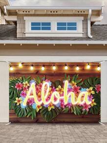 1Pc Hawaiiaanse Aloha Achtergrond, Tropische Achtergronddoek, 150*100cm Achtergronddoek, Hawaii Achtergronddecoratie, Aloha Feestdecoratie, Hawaii Tropische Feestdecoratie, Tropische Themafeestbenodigdheden, Verjaardagsfeestbenodigdheden, Tropische Fotografie Achtergronddecoratie, Bruiloftbenodigdheden, Babyshowerbenodigdheden, Bruidsdouchedecoratie, Vakantiefeestbenodigdheden, Binnen- en Buitengebruik, Zomerdecoratie