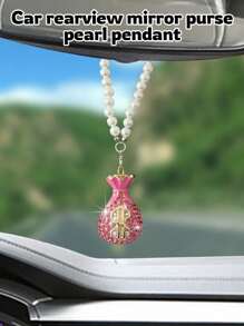 1 件粉色 Dollar 钱包仿珍珠后视镜吊坠