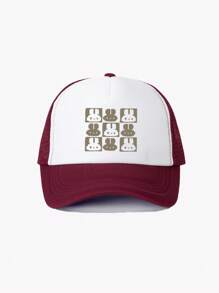 1 pieza Gorra de béisbol de malla con estampado de conejito de Pascua para hombres, ajustable, para uso en exteriores, protección solar, adecuada para viajes de primavera/otoño, playa, jóvenes, estilo Y2K, gorra de camionero de red