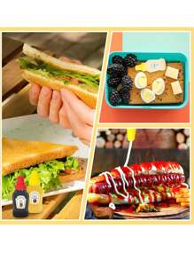 12件迷你调味瓶迷你番茄酱瓶调味挤压瓶塑料便携容器瓶办公室午餐盒野餐油酱蜂蜜沙拉酱香料瓶厨房用具公寓必备 - 彩色 - 查看 4