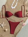 Women's Sexy Bikini Two Pieces Set Is Okay. Accessories Have A Glossy Texture And Special Fabric