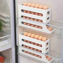 1 pieza Dispensador automático de huevos - Material de PP, apto para almacenamiento y organización en la puerta lateral del refrigerador, cestas, cajas y recipientes del hogar, horneado, rollos de huevo, bandejas de huevo, rejillas de enfriamiento