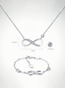 2-częściowy zestaw bransoletek i naszyjników Infinity, zestaw modnej biżuterii damskiej, elegancki do codziennego noszenia i na imprezę, idealny prezent na Walentynki, dla dziewczyny, matki. Symbol nieskończoności symbolizuje przeznaczoną miłość, która zawsze będzie razem